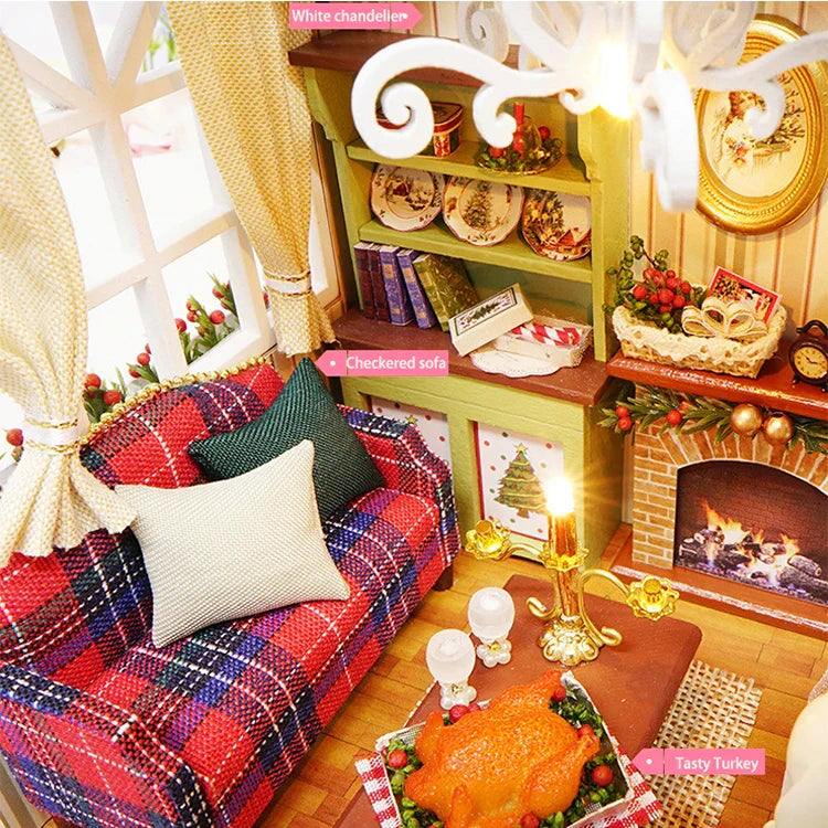 Mini domek dla kotka z meblami na prezent