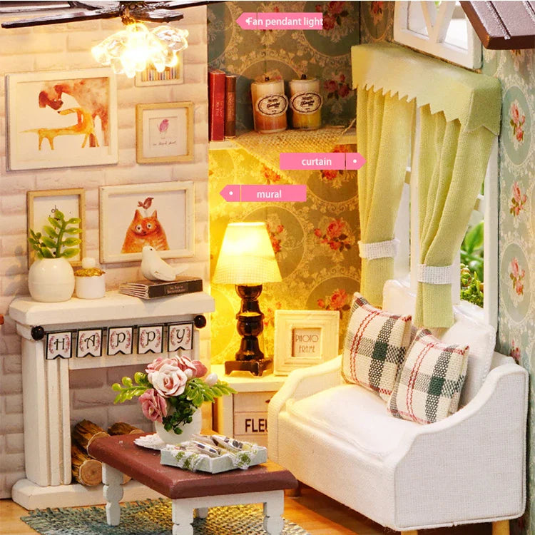 Mini domek dla kotka z meblami na prezent